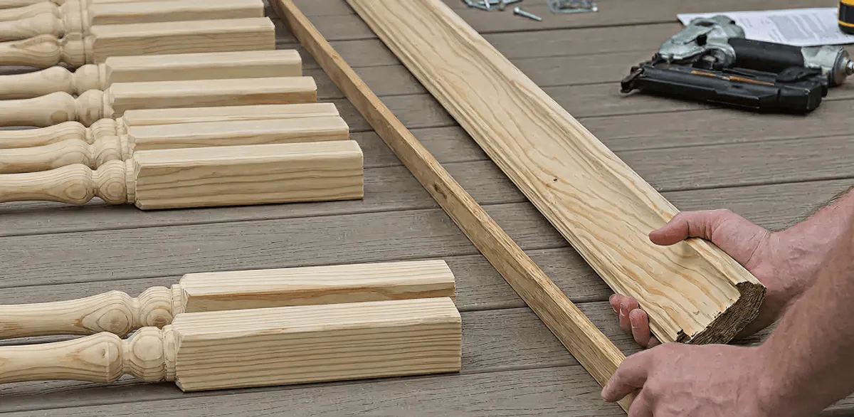 Handrail installation materials and wood components for stair rail work in Akron, OH
